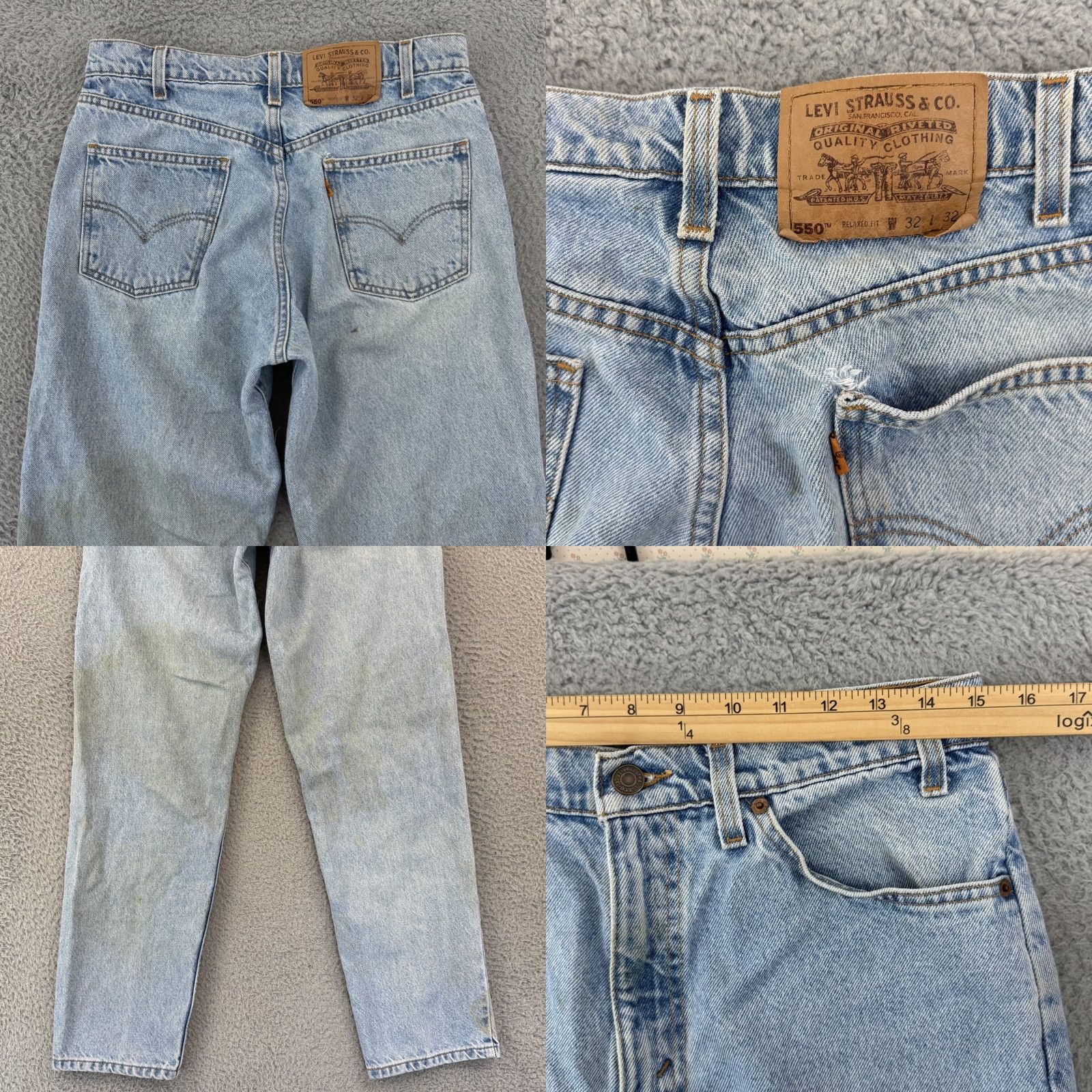Levi's VINTAGE Levi's 550 Jeans Mens 30x32 Blue Relaxed 90s Orange Tab Grunge Zip Denim Shirt Size US 30 / EU 46 - 8 Thumbnail