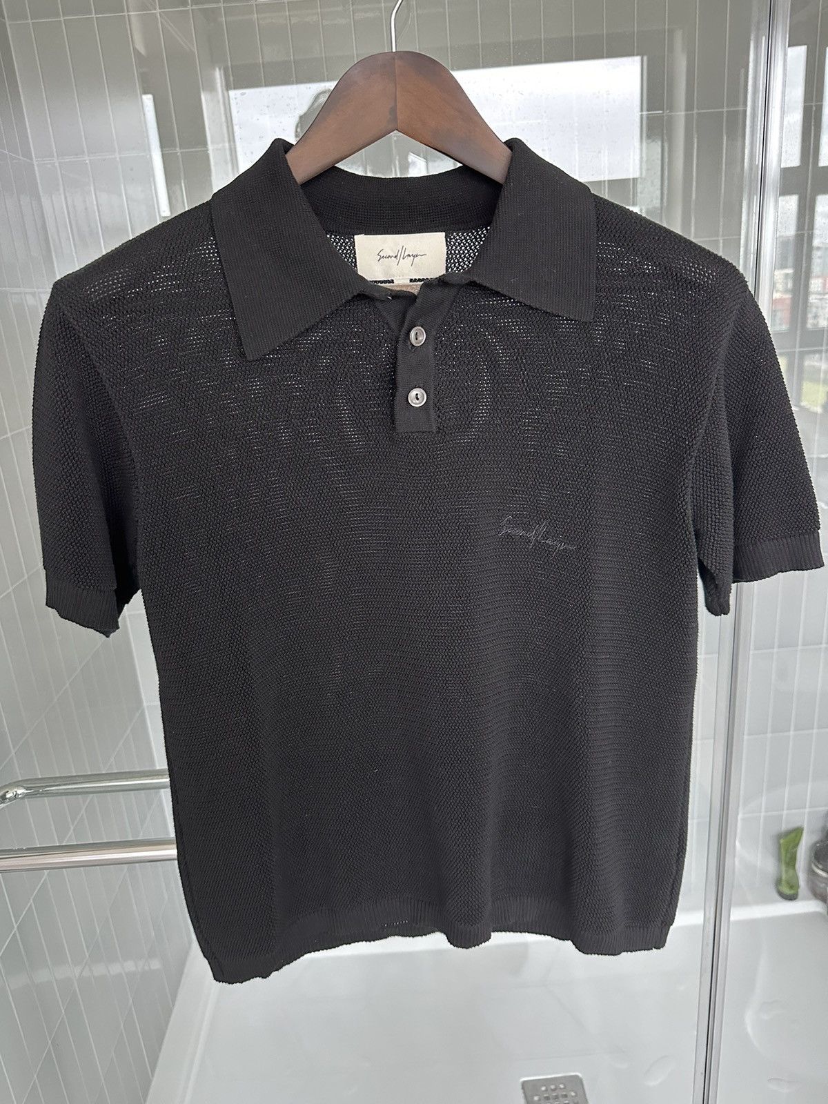 Second/Layer SECOND LAYER KNIT POLO SIZE SMALL - BLACK | Grailed 