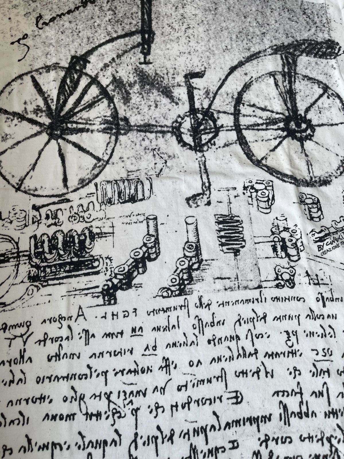 Arts & Science Vintage Leonardo Da Vinci Bicycle Sketch T-Shirt Size L Size US L / EU 52-54 / 3 - 3 Thumbnail