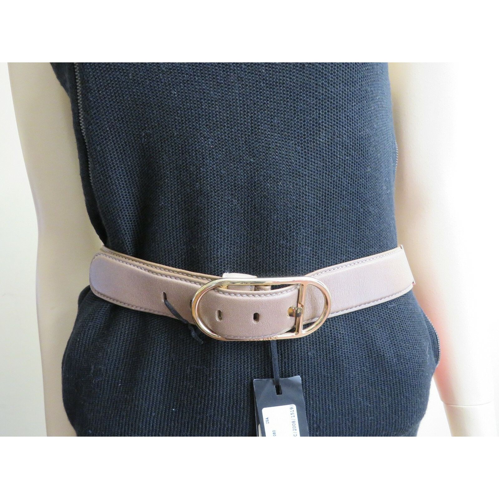 Versace VERSACE BEIGE LEATHER GOLD TONE CHAIN BUCKLE BELT 95 38 $1K Size ONE SIZE - 6 Thumbnail
