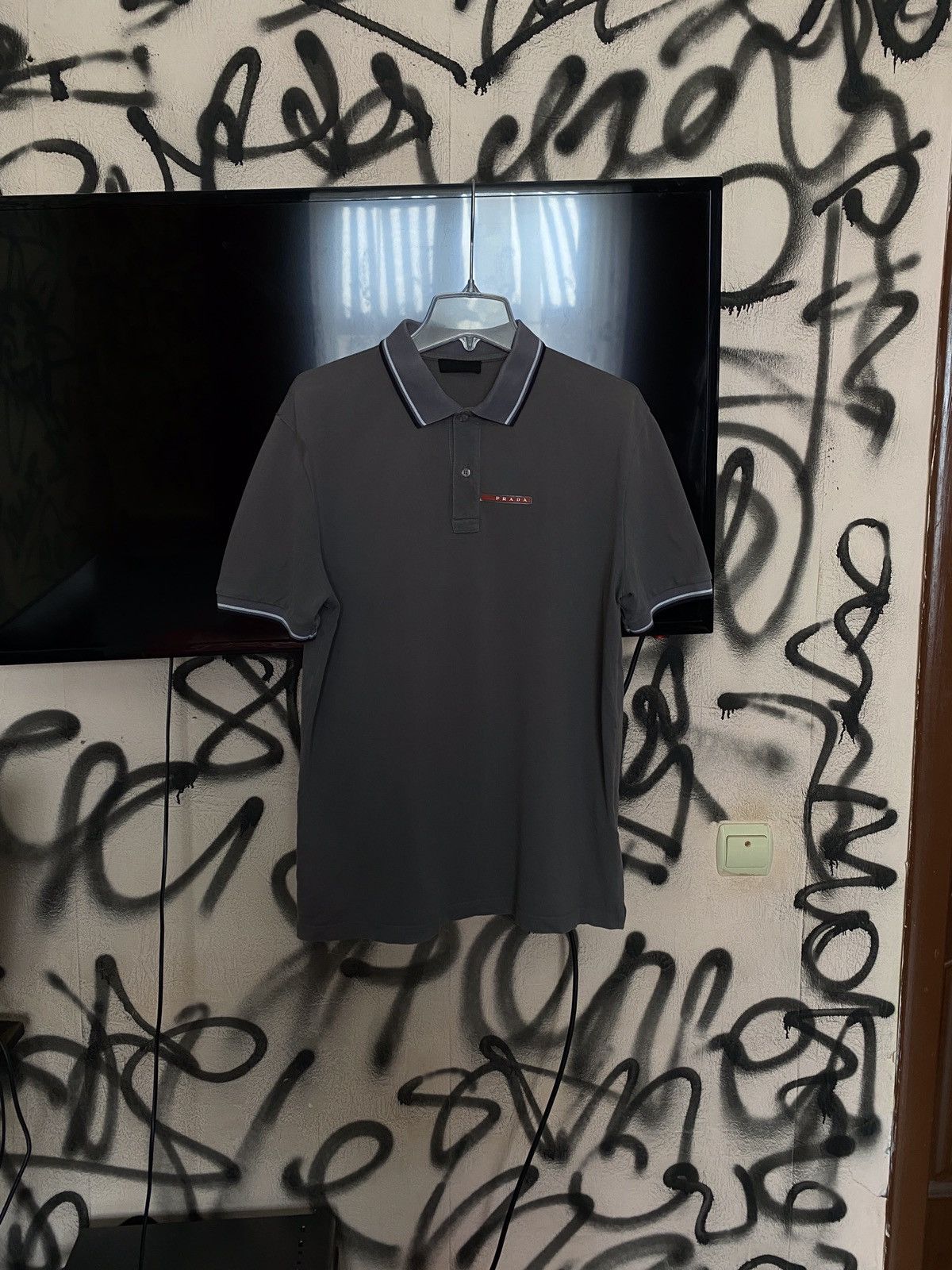 Vintage PRADA MILANO Made In Italy V Neck Tee Shirt Top Minimalist Design