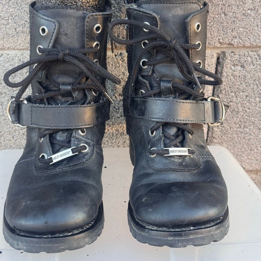 Harley Davidson Harley-Davidson Combat Moto Black Leather Boots Size 8 Size US 6 / IT 36 - 1 Thumbnail