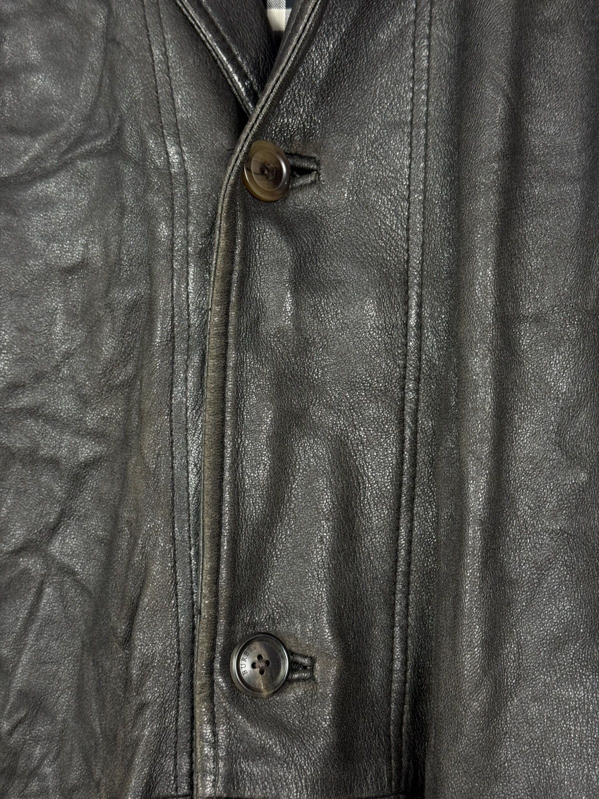 Burberry Vintage Distressed Burberry London Leather Coat Brown Jacket Size US L / EU 52-54 / 3 - 12 Thumbnail