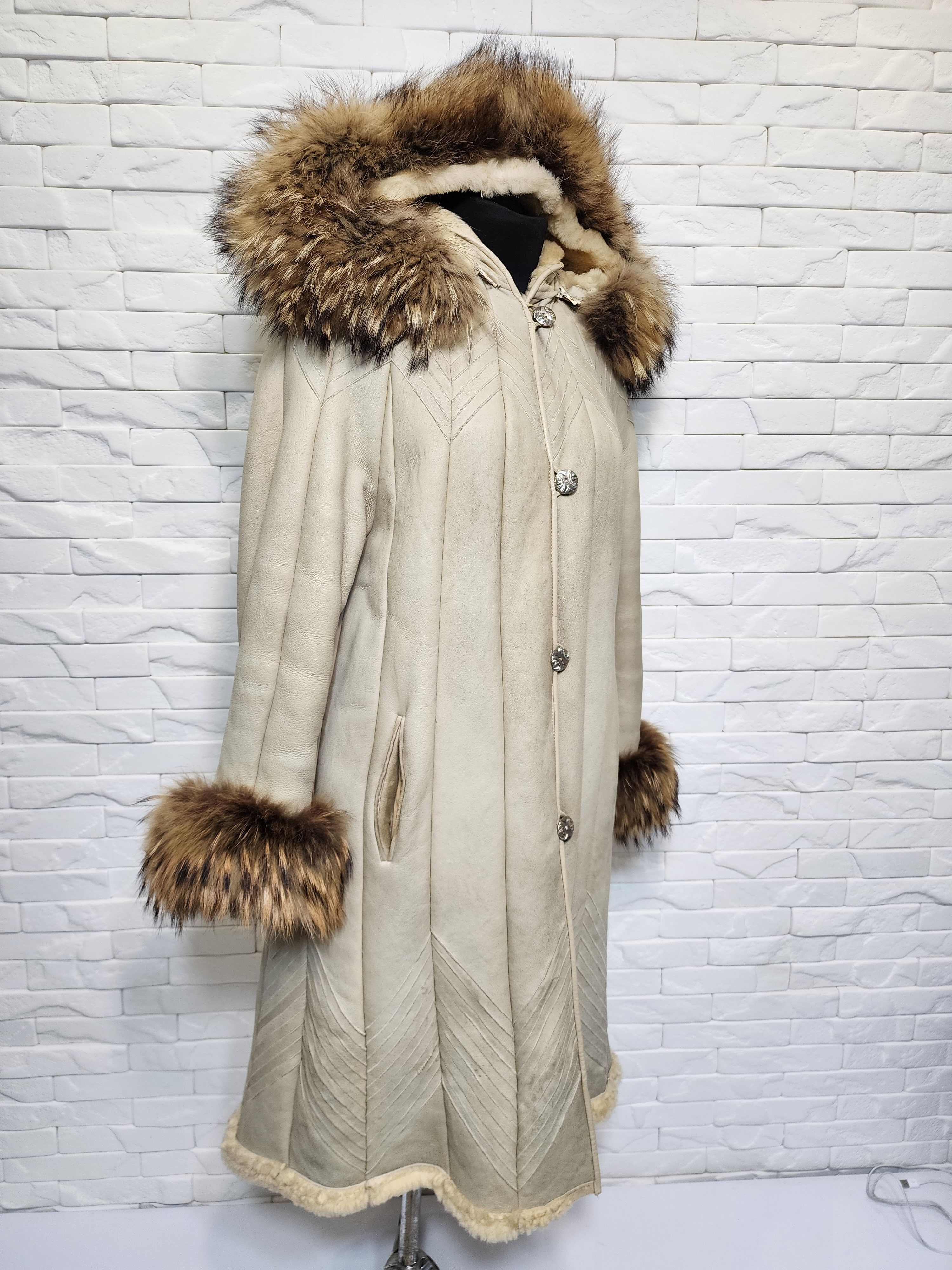 Genuine Leather Gray Sheepskin Hooded Coat: Women's Genuine Fur Size XL / US 12-14 / IT 48-50 - 2 Thumbnail