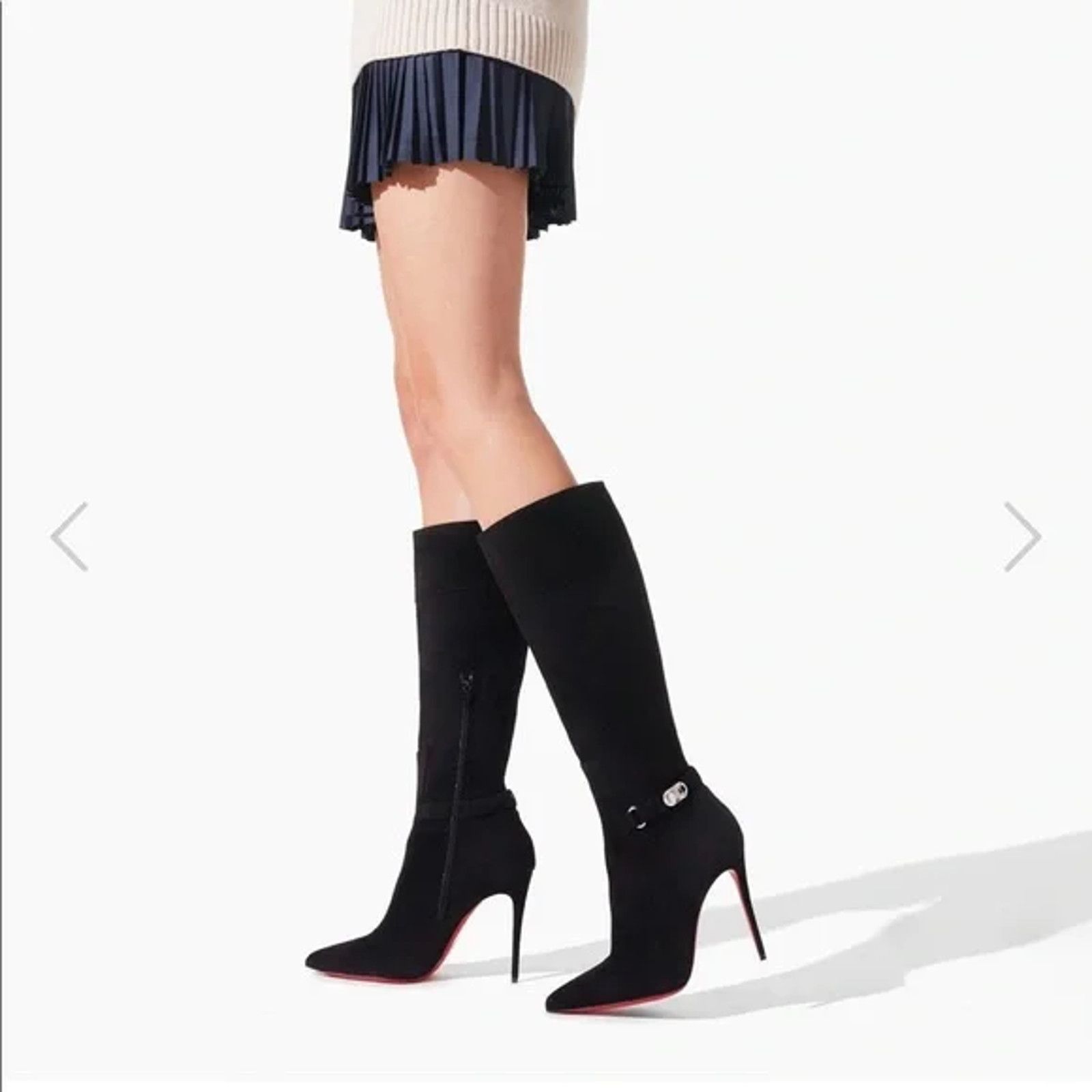 Christian Louboutin Christian Louboutin Lock Kate Botta 100 Black Suede Knee Size US 10.5 / IT 40.5 - 5 Thumbnail