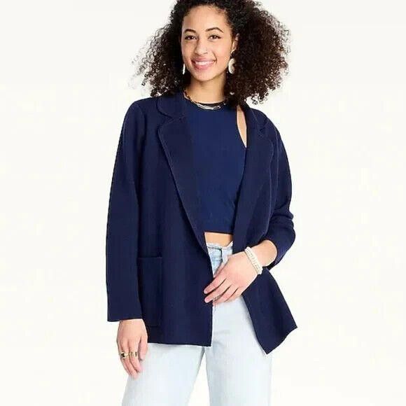 J.Crew J. Crew Women Small Blue Eloise Cardigan Knit Blazer Jacket Size S / US 4 / IT 40 - 1 Thumbnail
