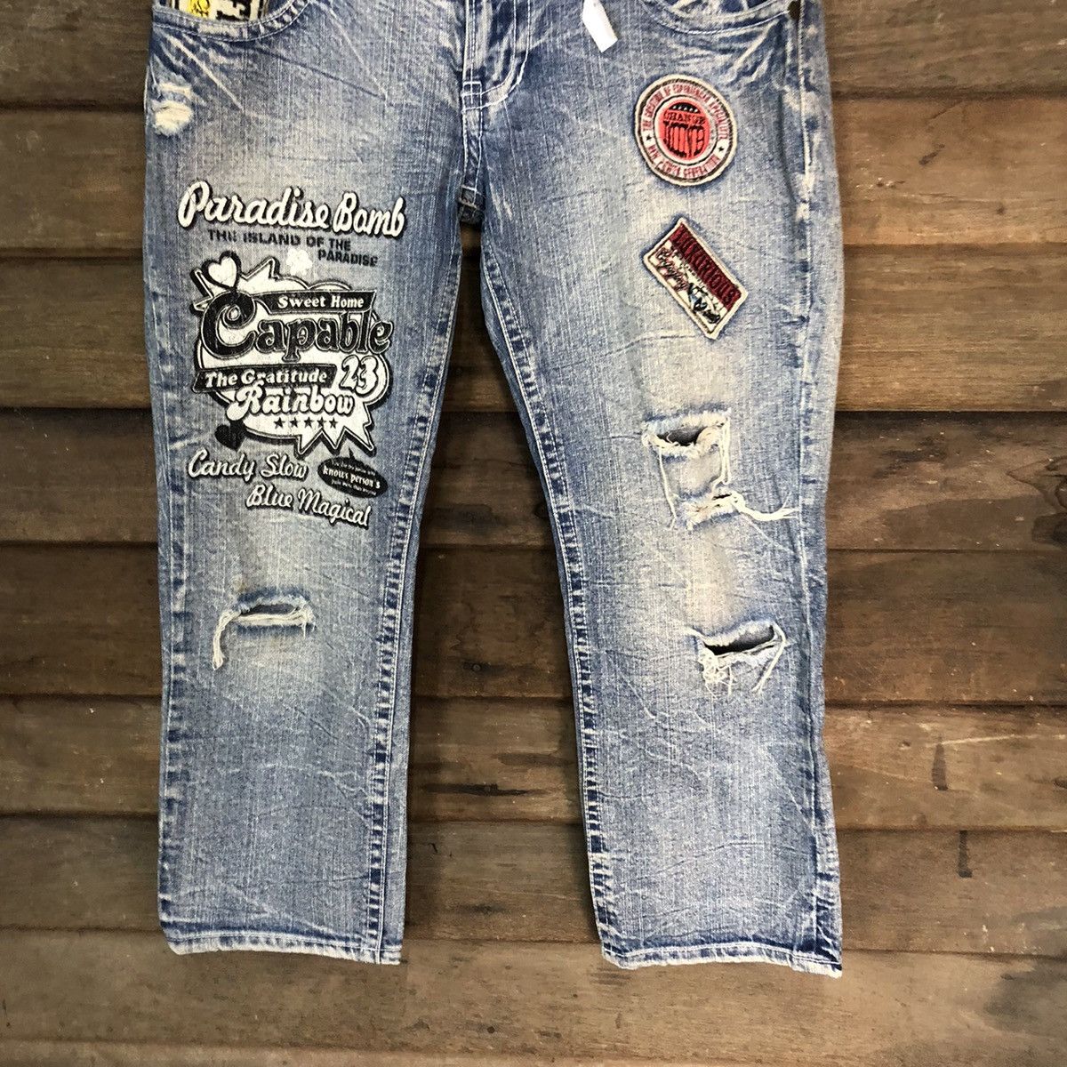 Japanese Brand Vintage Standard distressed ripped Blue Denim Pants #7381 Size 28" / US 6 / IT 42 - 3 Thumbnail