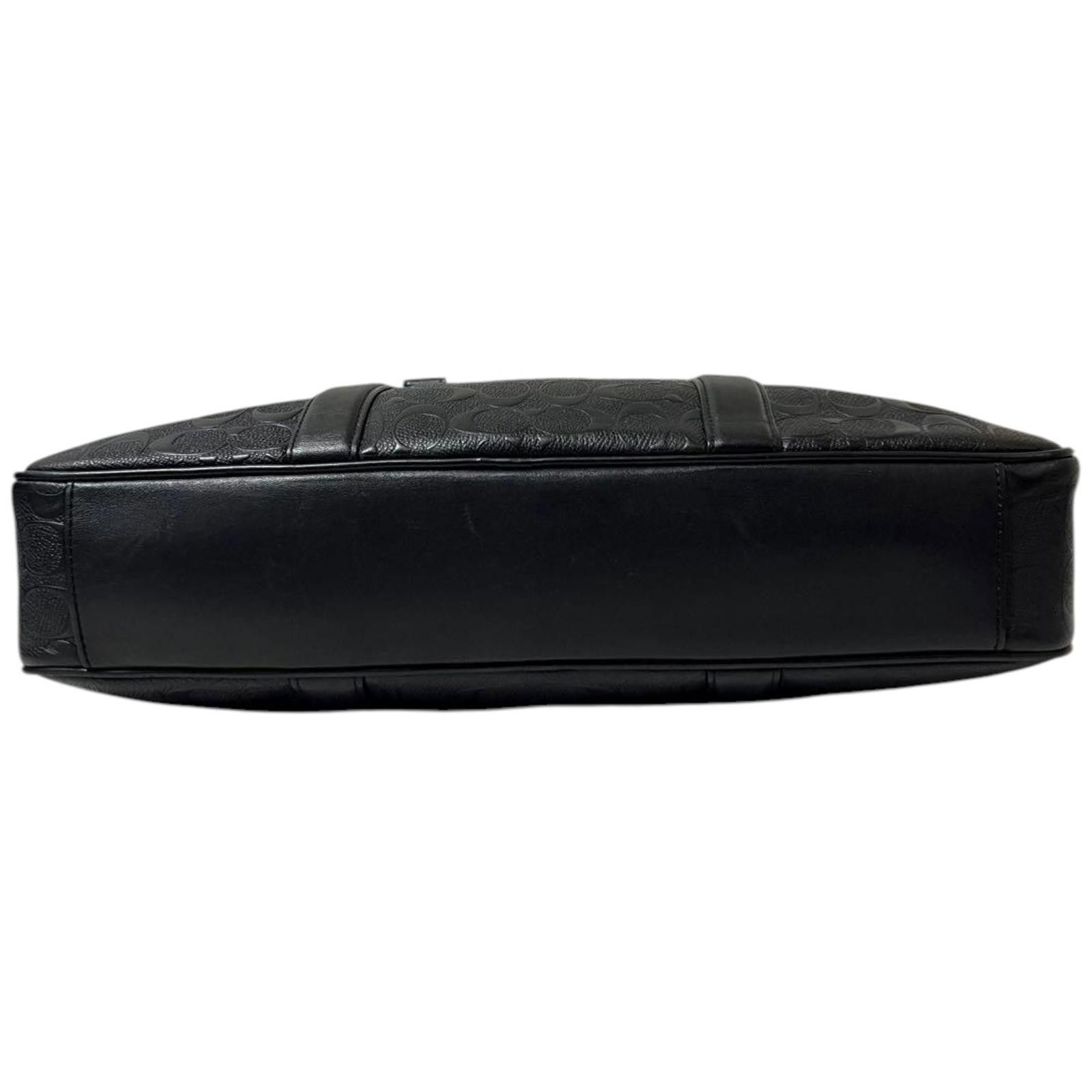 Coach Coach - Black Signature Leather Briefcase Bag Size ONE SIZE - 3 Thumbnail
