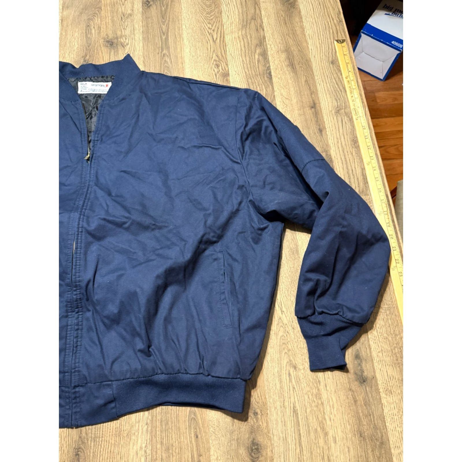 Vintage Aramark Jacket Mens 4X Blue Full Zip Bomber Jacket Outerwear Regular Fit Long Sleeve Zip Up Autumn Winter Spring Summer Casual Size US XXL / EU 58 / 5 - 2 Thumbnail