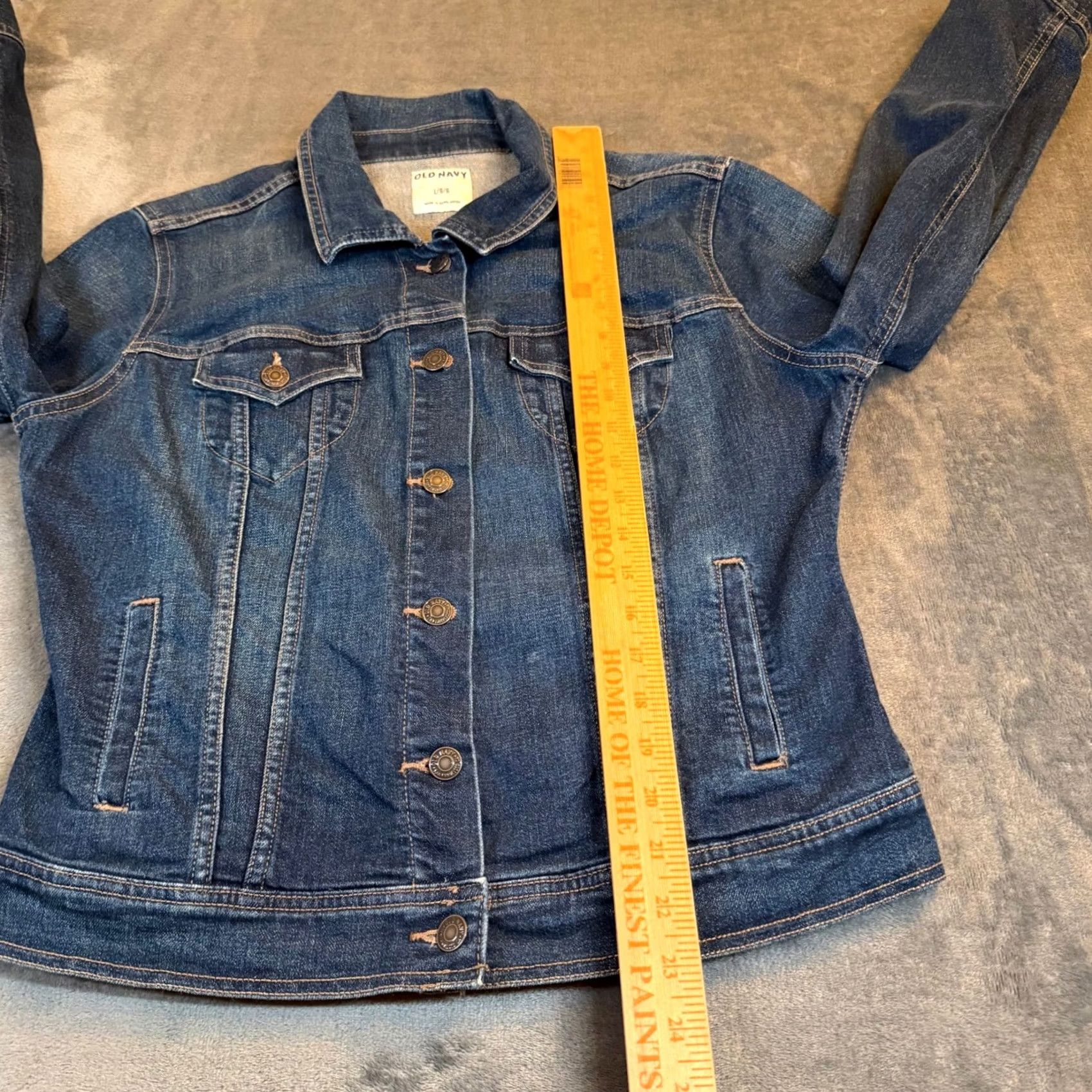 Old Navy Old Navy Denim Trucker Jacket Blue Medium Dark Wash Stretch Womens Large Size L / US 10 / IT 46 - 6 Thumbnail