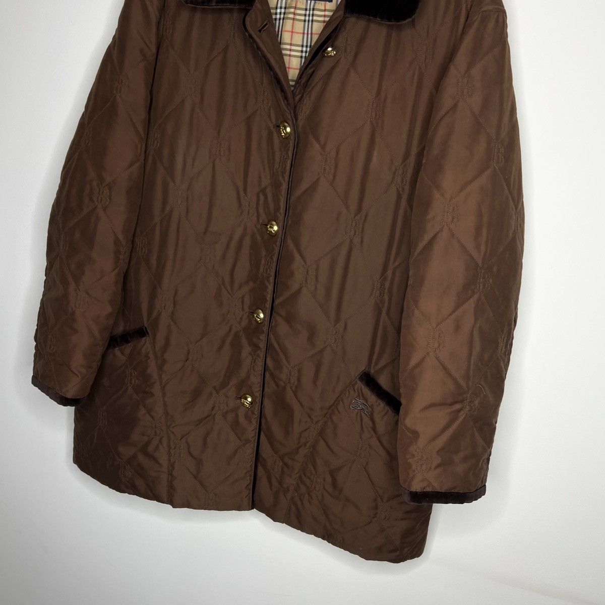 Burberry Vintage Burberry Quilted Brown Coat Jacket Monogram 90s Size US M / EU 48-50 / 2 - 2 Thumbnail