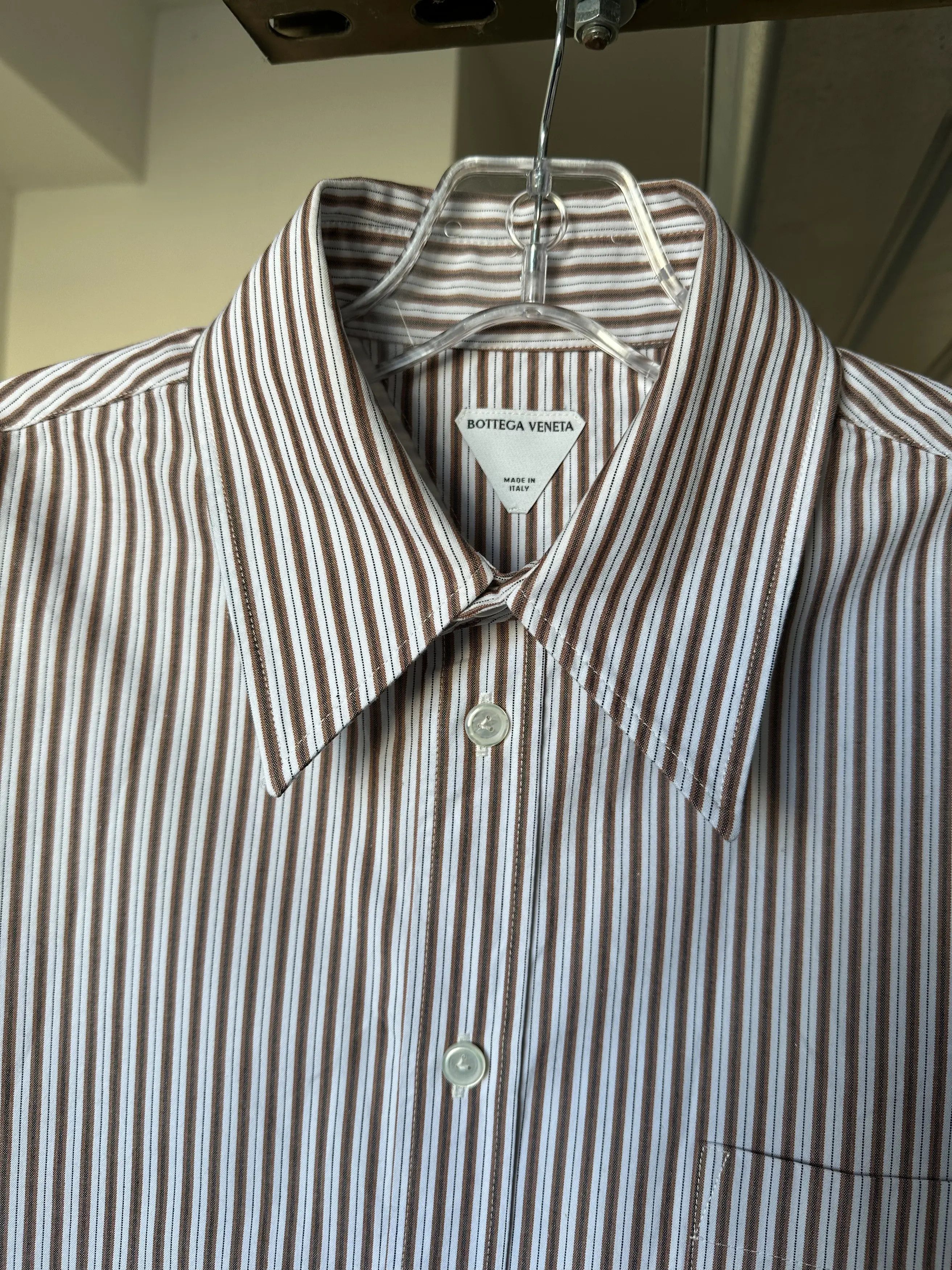 Bottega Veneta o1w1db10525 Graphic Compact Cotton Shirt in Multicolor Size US M / EU 48-50 / 2 - 3 Thumbnail