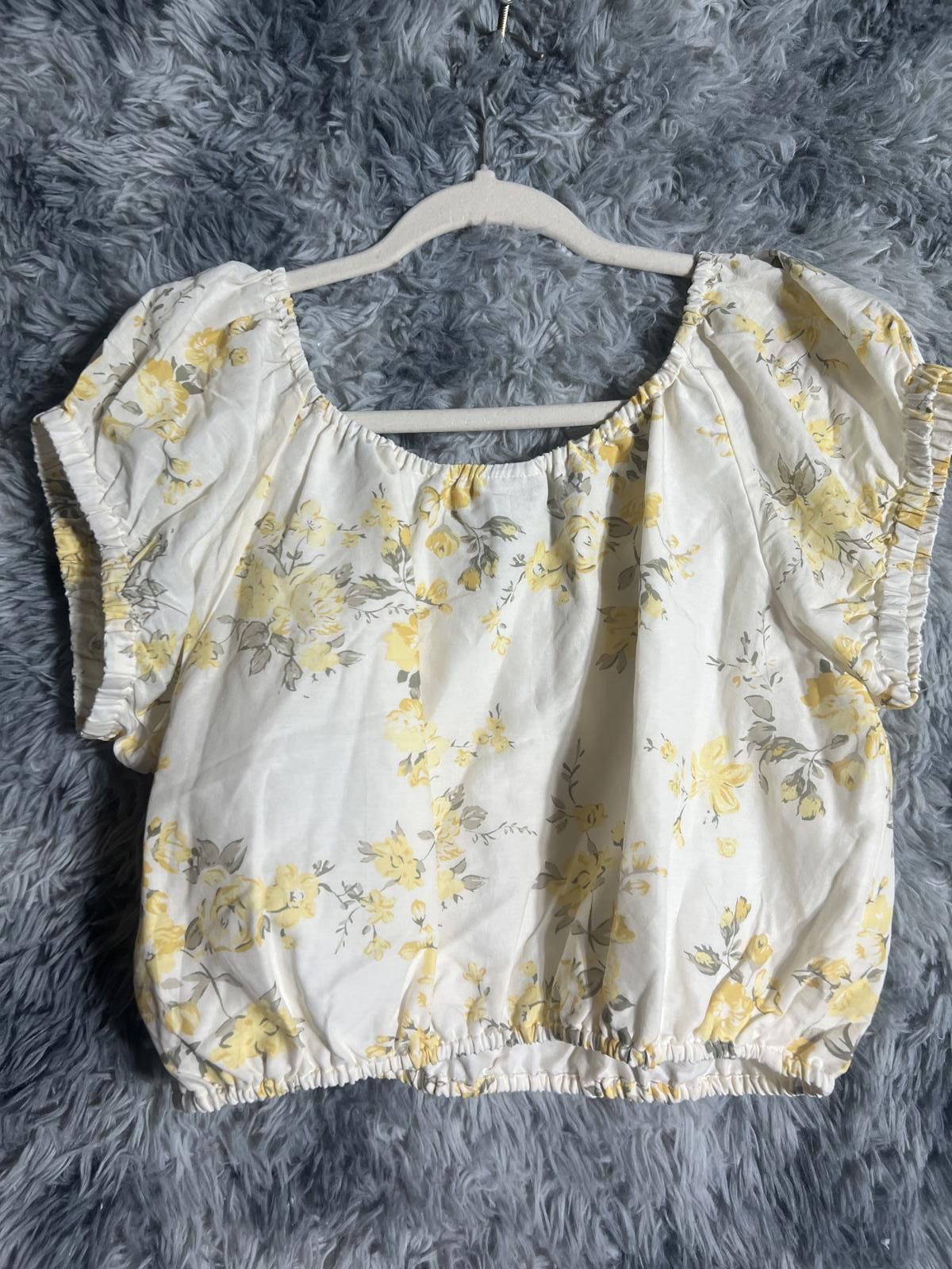 Other A New Day Women's Yellow Floral Puff Sleeve Crop Small Size S / US 4 / IT 40 - 5 Thumbnail