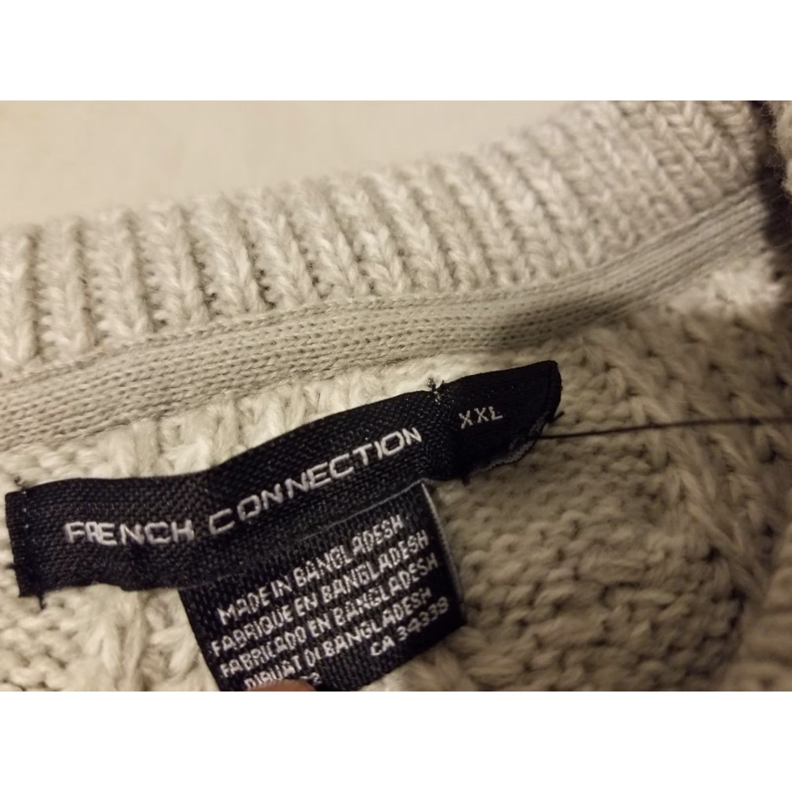 French Connection French Connection Sweater 2XL Gray Cotton Long Sleeve Knit Pullover Mens Size XXL / US 16-18 / IT 52-54 - 3 Thumbnail
