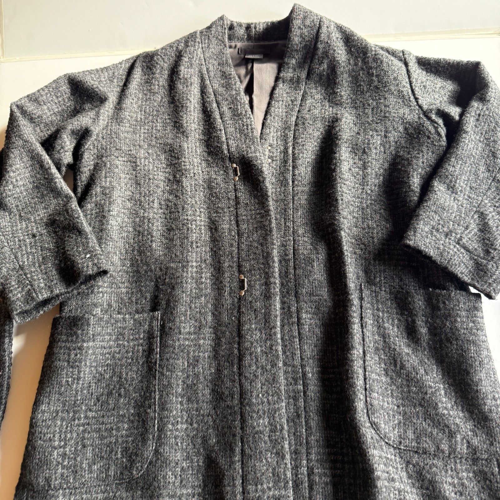URBAN RESEARCH DOORS Urban Research DOORS Gray Wool Blend Belted Robe Coat Size US M / EU 48-50 / 2 - 2 Thumbnail