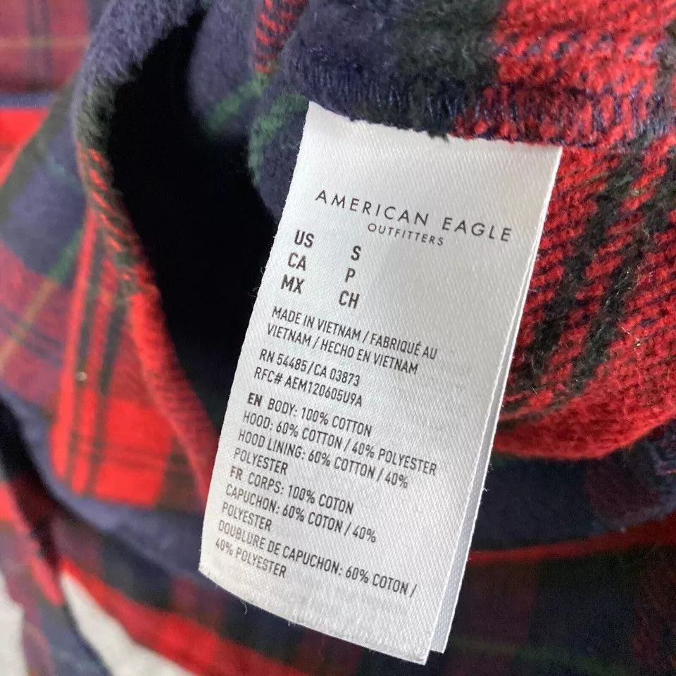 American Eagle Outfitters American Eagle Flannel Women's 100% Cotton Hooded Plaid S Size S / US 4 / IT 40 - 4 Thumbnail