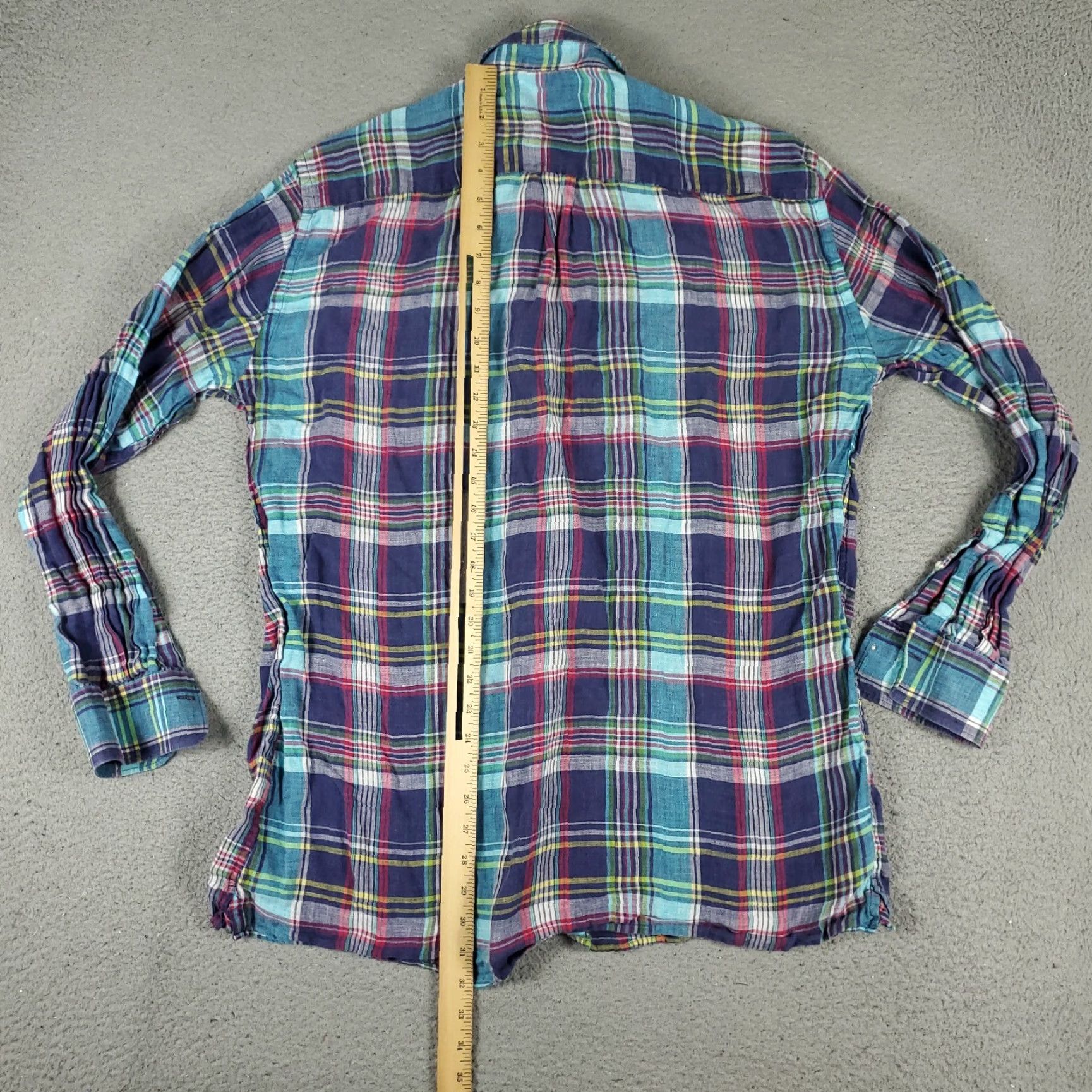 Peter Millar Peter Millar Shirt Mens Large Blue Plaid Linen Button-Up Long Sleeve Casual Dressy Button-Down Collar 3-Button Mens Size L Blue Plaid Linen Shirt Size US L / EU 52-54 / 3 - 3 Thumbnail