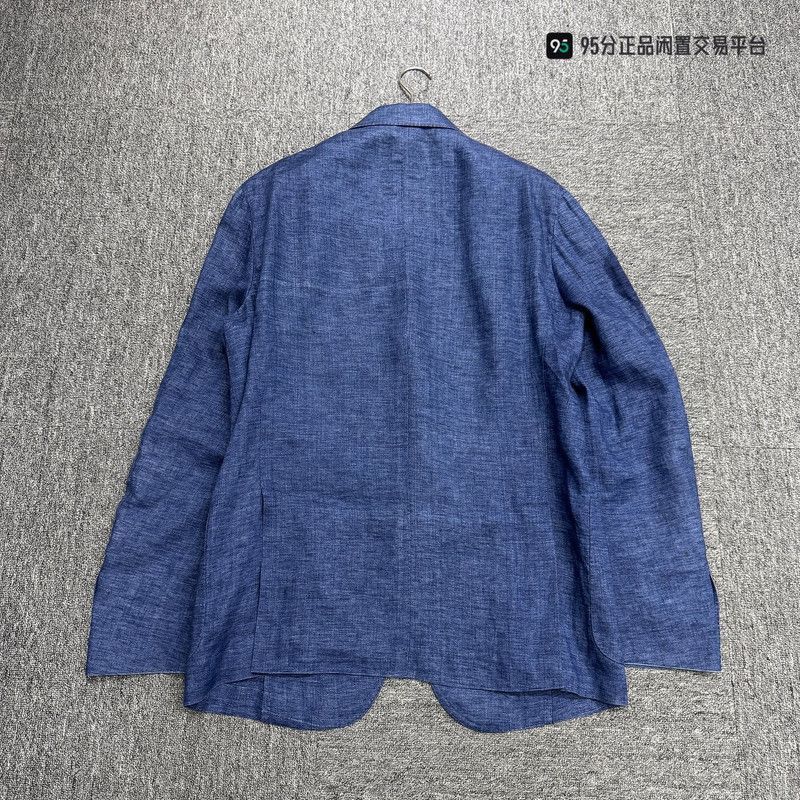 Loro Piana Loro Piana Blue Linen Lapel Long. Size US L / EU 52-54 / 3 - 4 Thumbnail