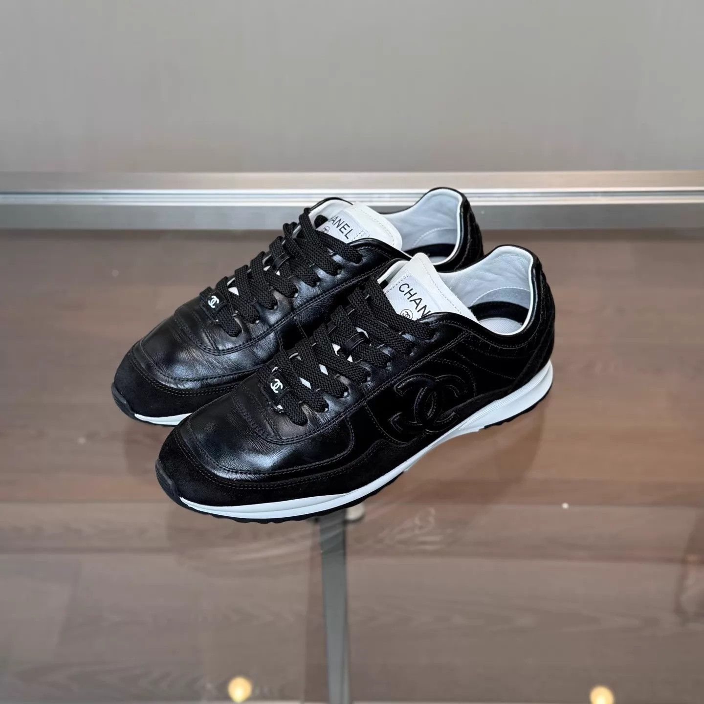 Chanel CHANEL 25K Black CC Deerfield Sneaker 37.5 99 Size US 7 / IT 37 - 1 Thumbnail