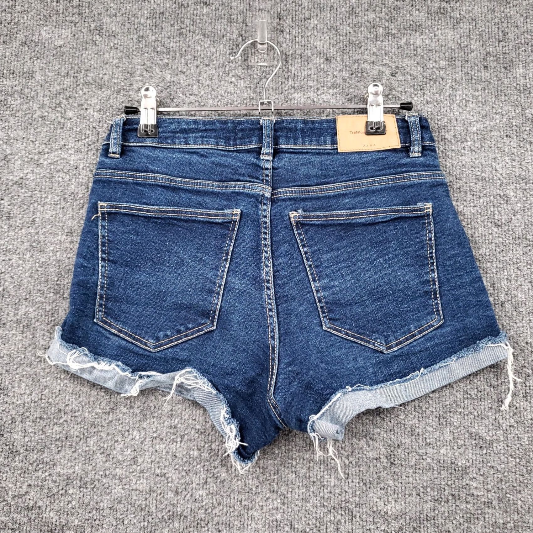 Zara Zara Pants Womens 4 Blue Trafaluc Shorts Mid Rise Wash Hot Cuffed Denim Size 27" / US 4 / IT 40 - 2 Thumbnail