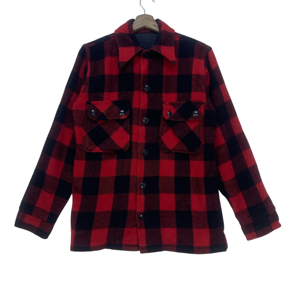 Vintage Vintage 70s Amalgamated Red Buffalo Checks Wool Flannel Size US S / EU 44-46 / 1 - 1 Thumbnail