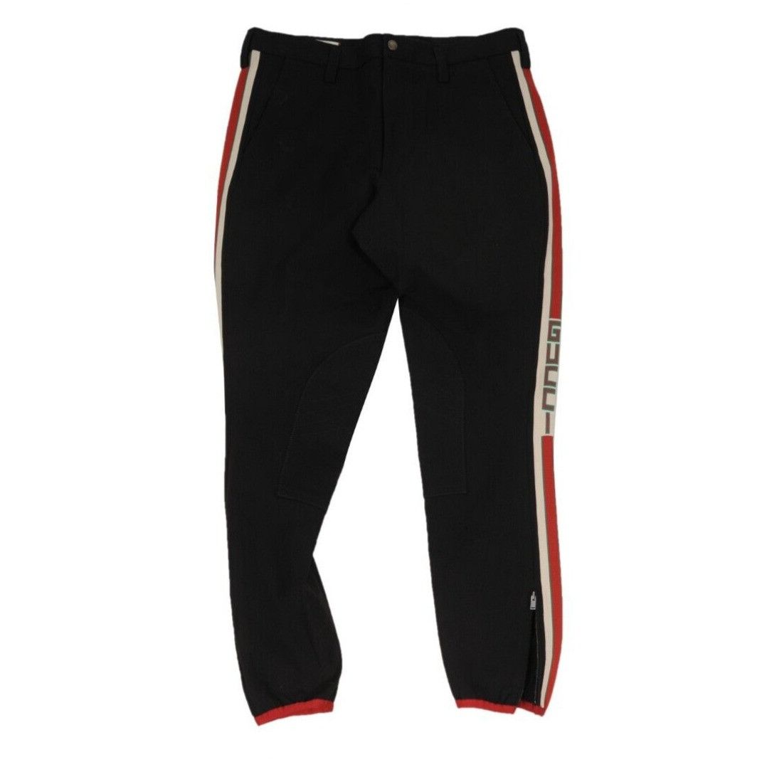 Gucci Side Stripe Logo Pants IT 50 Black Stretch Size US 34 / EU 50 - 1 Thumbnail