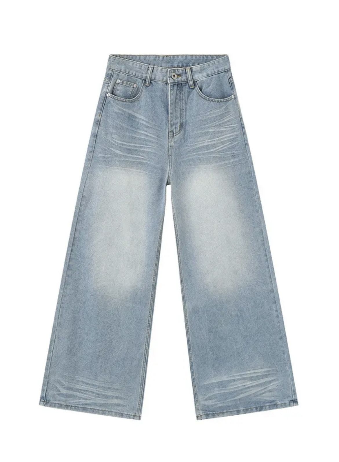 Blue Baggy Wide Leg Denim Jeans