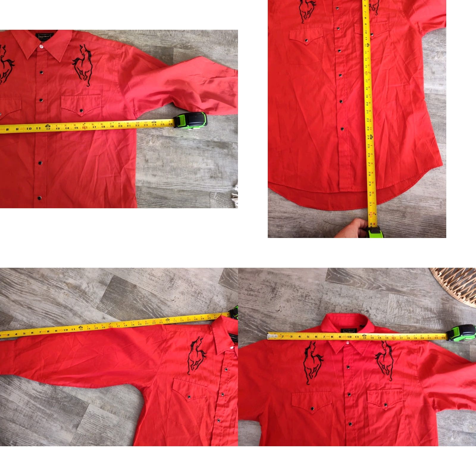 Vintage Vintage High Noon Mens Embroidered Horses Pearl Snap Western Cowboy Shirt M Red under 200 characters Size US L / EU 52-54 / 3 - 8 Thumbnail