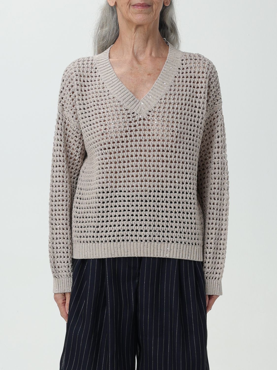 image of Brunello Cucinelli Sweater Woman Beige, Women's (Size Large)