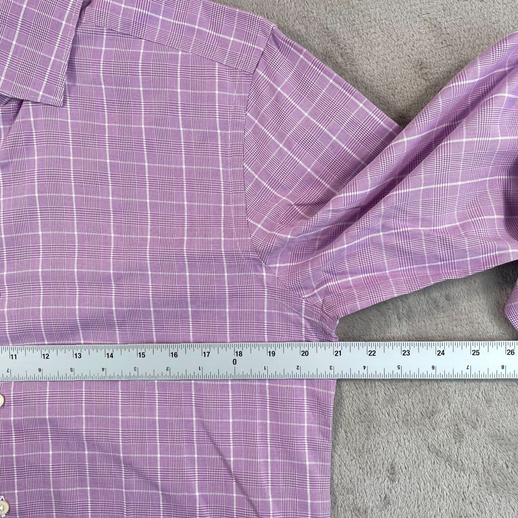 Phineas Cole Phineas Cole Dress Shirt Men 15.5 Lavender Glen Check Designer Made in Canada Size 42R - 5 Thumbnail