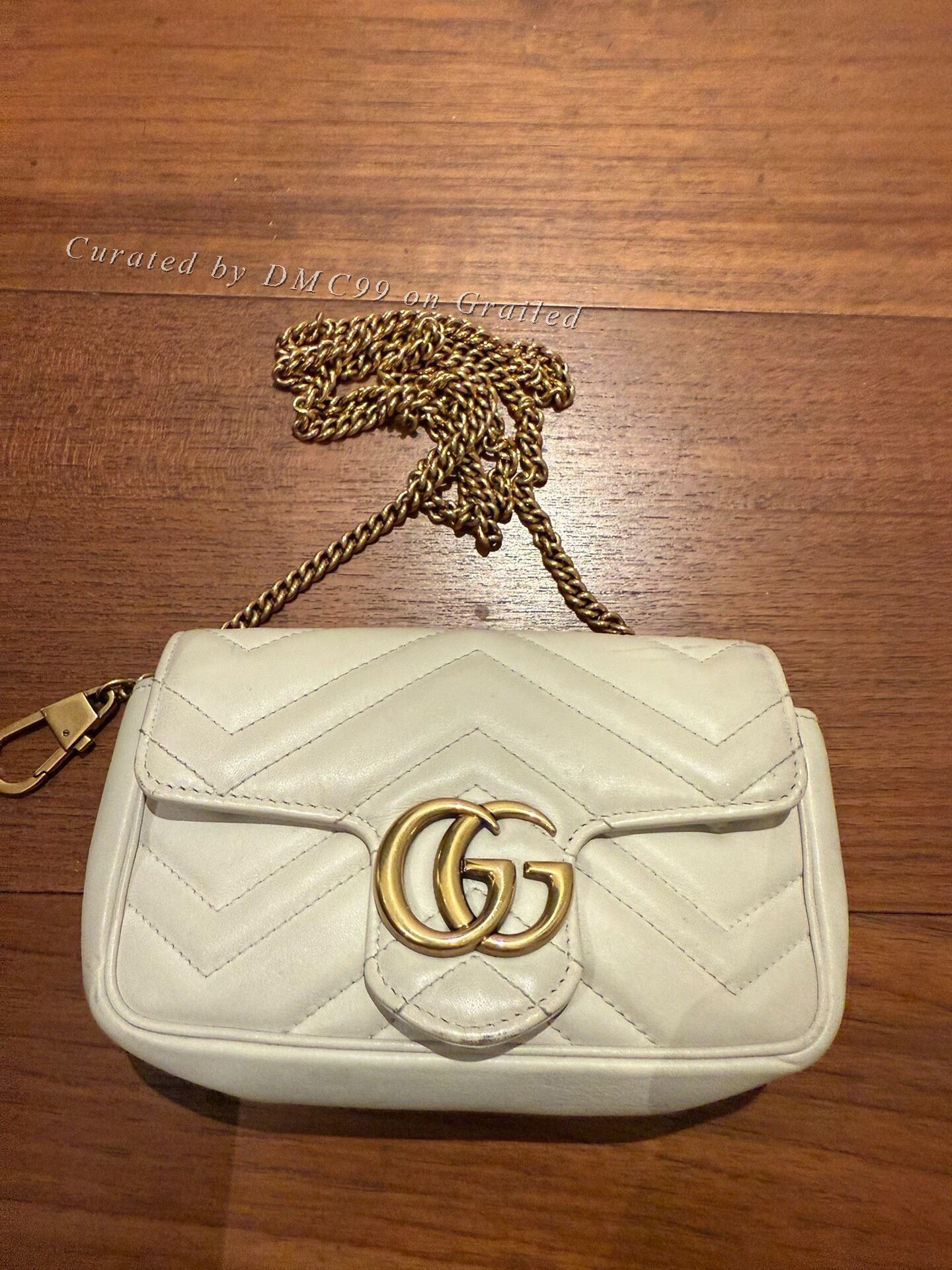 Gucci Gucci Marmont Mini White Chain Bag Size ONE SIZE - 1 Thumbnail