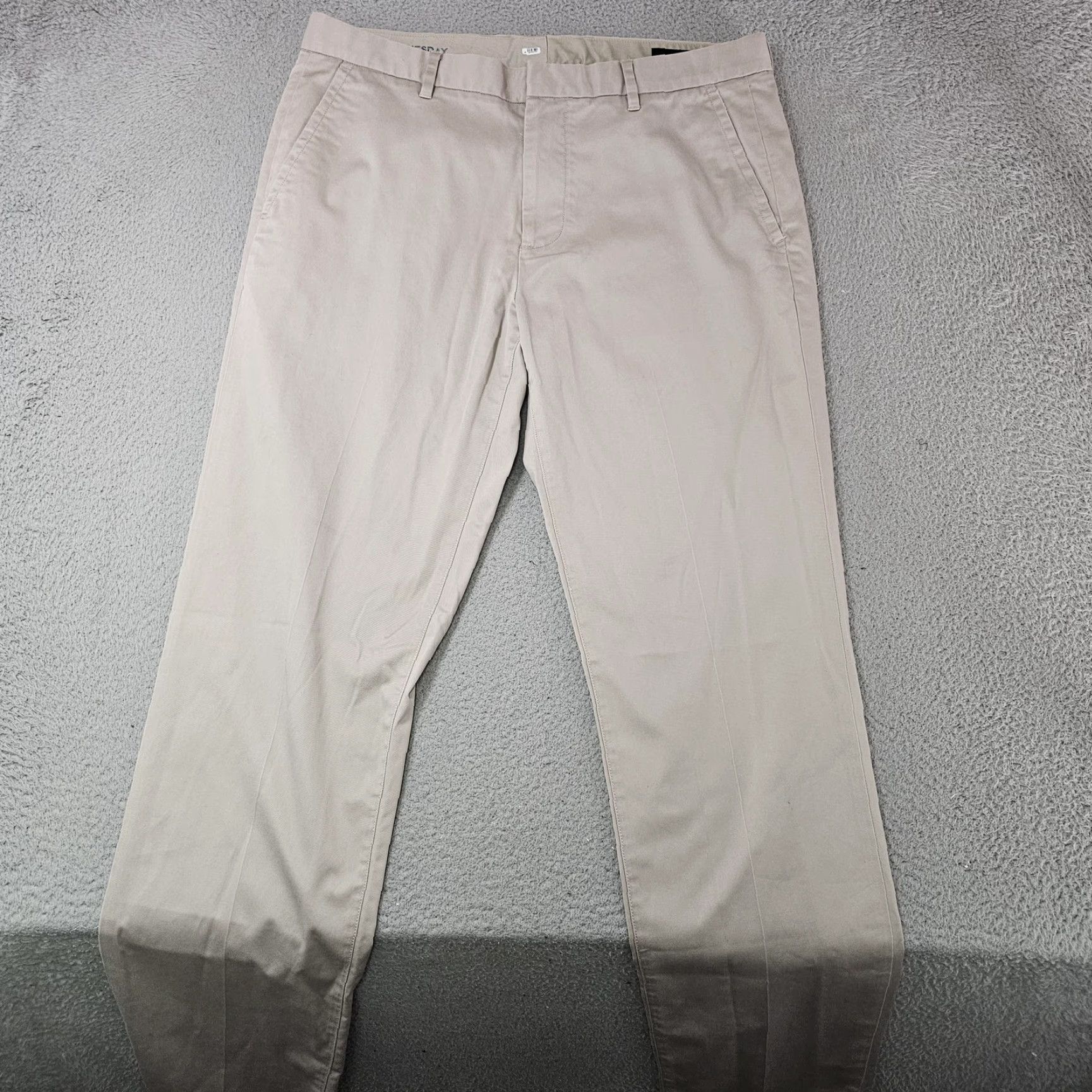 Bonobos Bonobos Pants Mens 33x34 Chino Slim Fit Beige Casual Business Flat Front Stretch Size US 33 - 2 Thumbnail