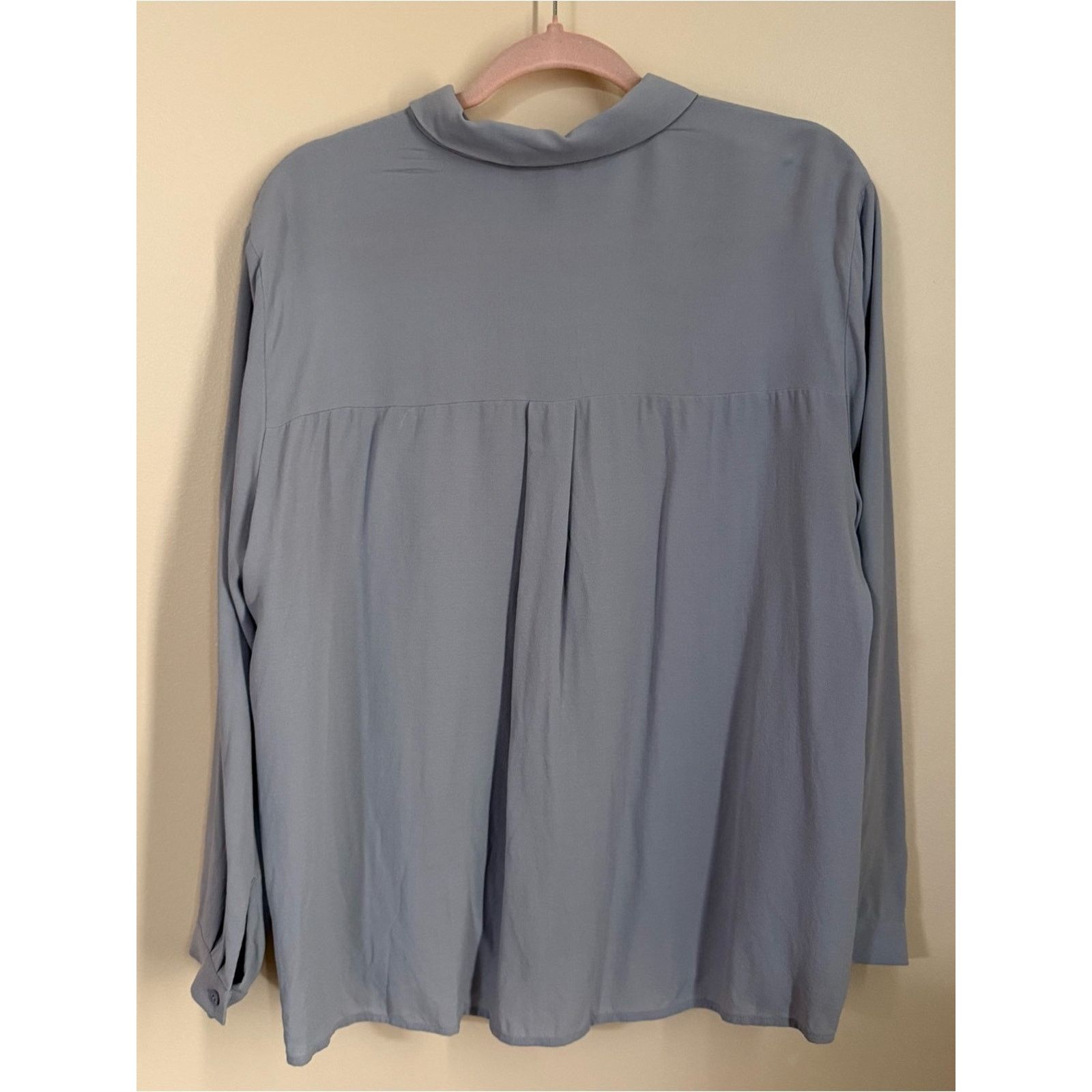 Eileen Fisher Eileen Fisher Light Blue Silk Button Down Shirt Size Large Size L / US 10 / IT 46 - 2 Thumbnail