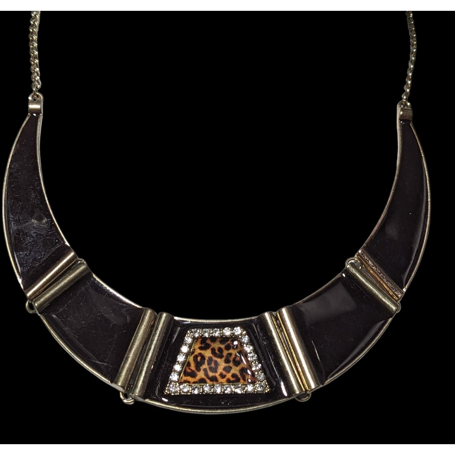 Other Retro 80s Glam Leopard Rhinestone Bib Necklace Size ONE SIZE - 1 Thumbnail