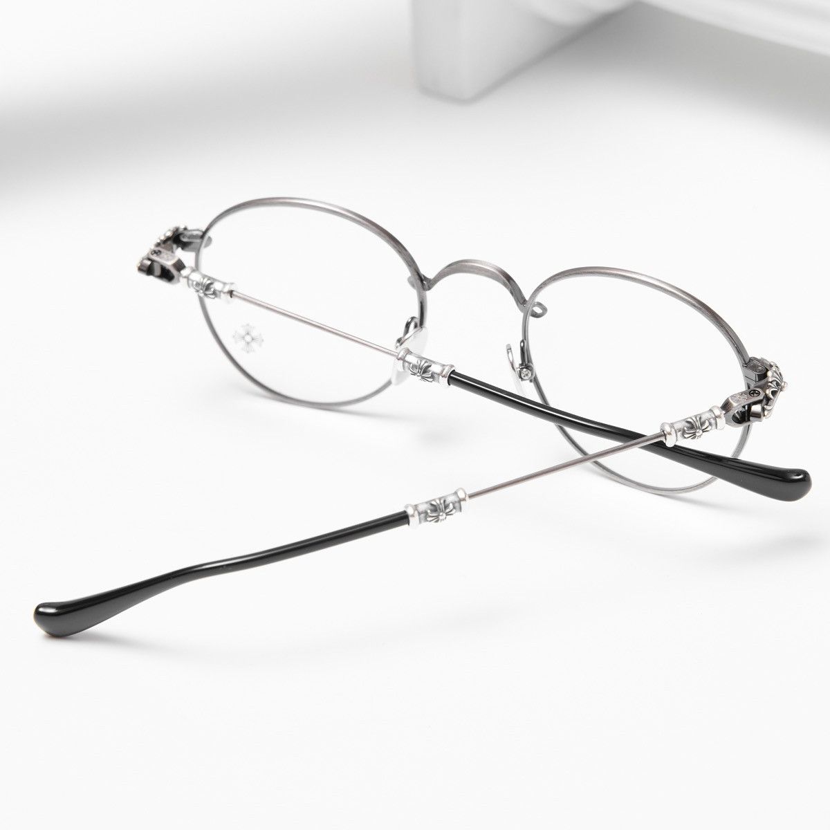 Chrome Hearts CHROME HEARTS BUBBA-A ANTIQUE SILVER-BLACK PLASTIC GLASSES Size ONE SIZE - 6 Thumbnail