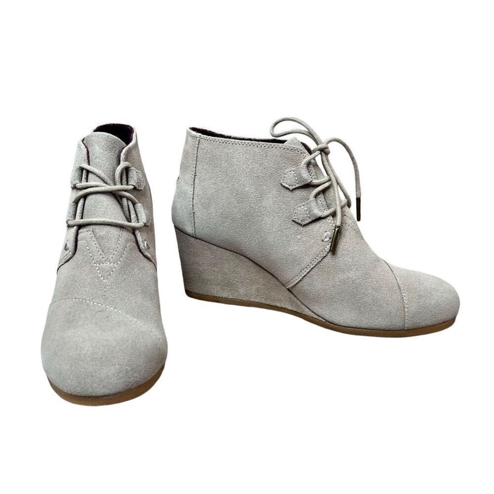 Toms TOMS Kala Wedge Bootie Desert Taupe Suede Tan Shoe 10 NWT Size US 10 / IT 40 - 1 Thumbnail