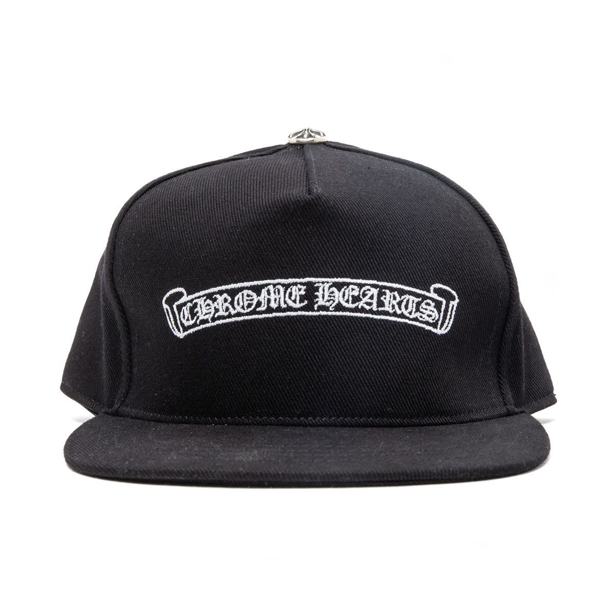 Chrome Hearts Embroidered Scroll Logo Baseball Hat Black White Size ONE SIZE - 1 Thumbnail