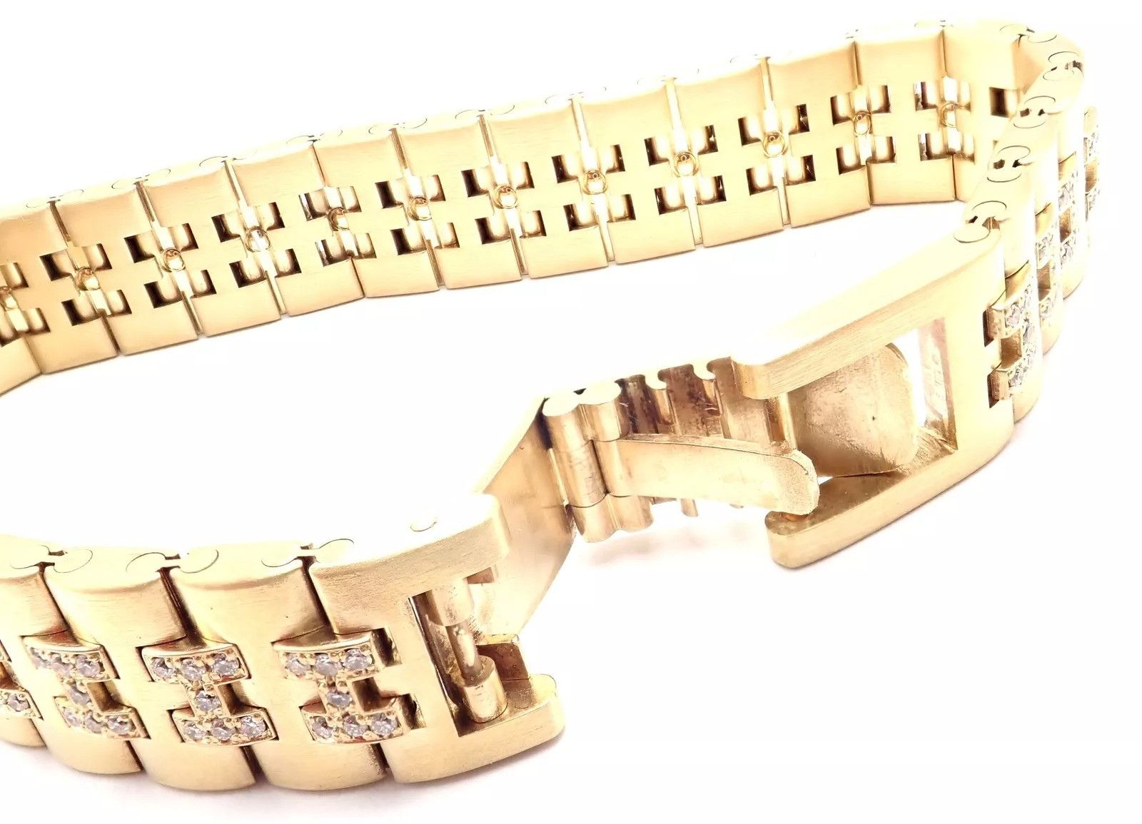 Hermes Vintage Hermes Paris 18k Yellow Gold Diamond H Link Bracelet Size ONE SIZE - 7 Thumbnail