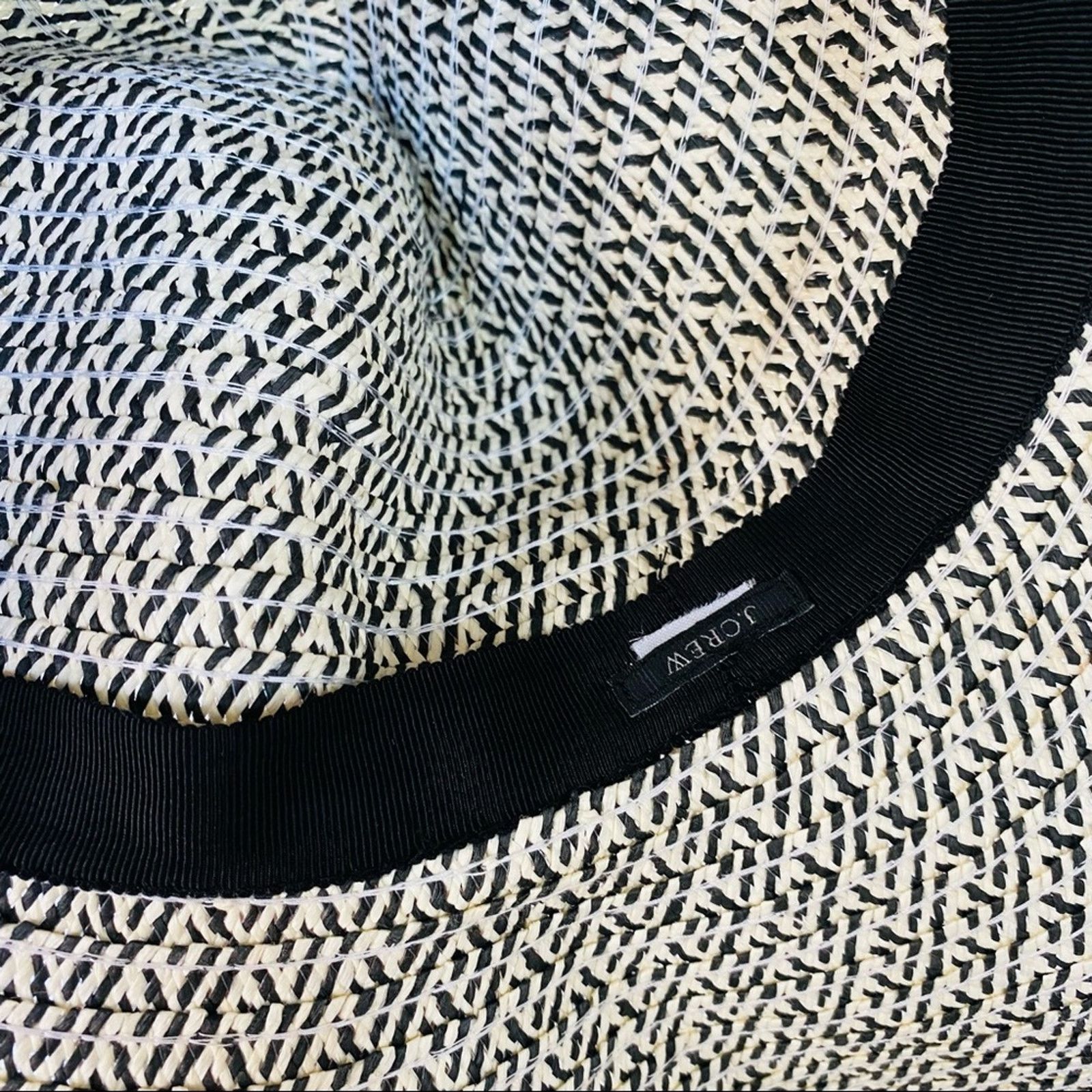 J.Crew J CREW Black White Grey Woven Floppy Wide Brim Sun Hat Size ONE SIZE - 5 Thumbnail