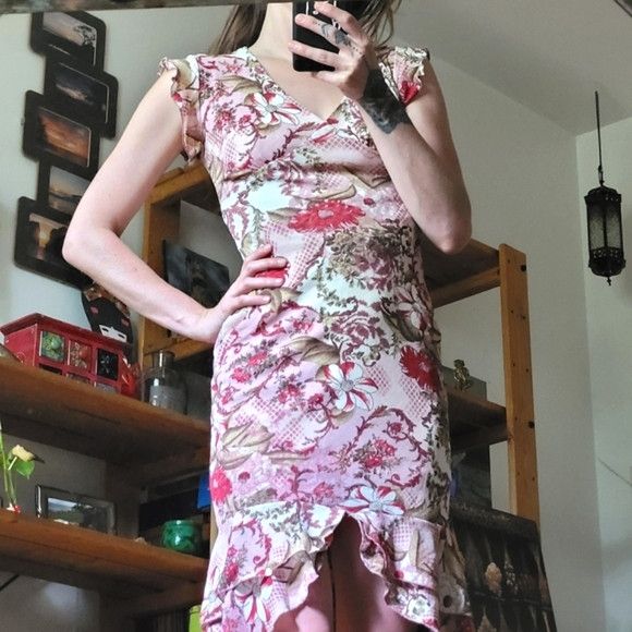 Annex Annex Y2k Floral Asymmetrical Front Opening Pink Dress - S Size S / US 4 / IT 40 - 2 Thumbnail
