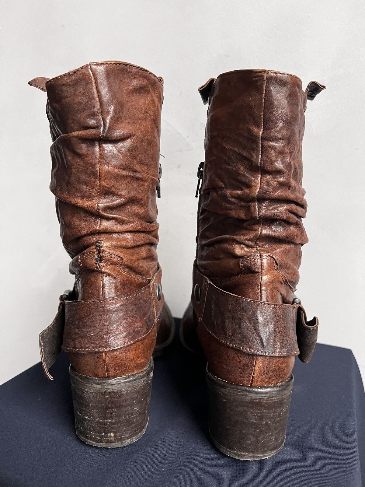 Western Rise Rare Avant garde guidi style leather moto boots 90s Size US 6 / EU 39 - 5 Thumbnail