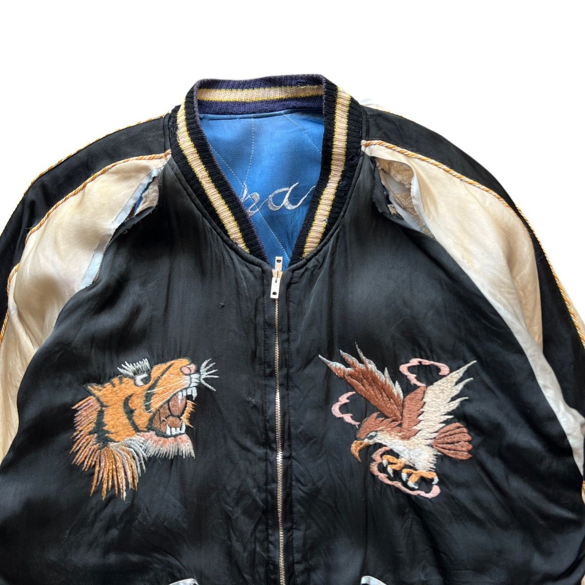 Vintage 🔥 50s WWII SUKAJAN SOUVENIR ANIMAL MOTIVE BOMBER JACKET Size US L / EU 52-54 / 3 - 16 Thumbnail