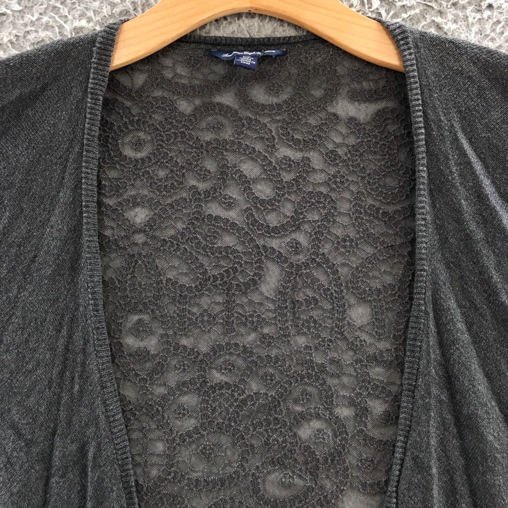 American Eagle Outfitters American Eagle Outfitters Cardigan Drape 3/4 Sleeve Gray Open Front Womens M Knit Sweater Size M / US 6-8 / IT 42-44 - 3 Thumbnail