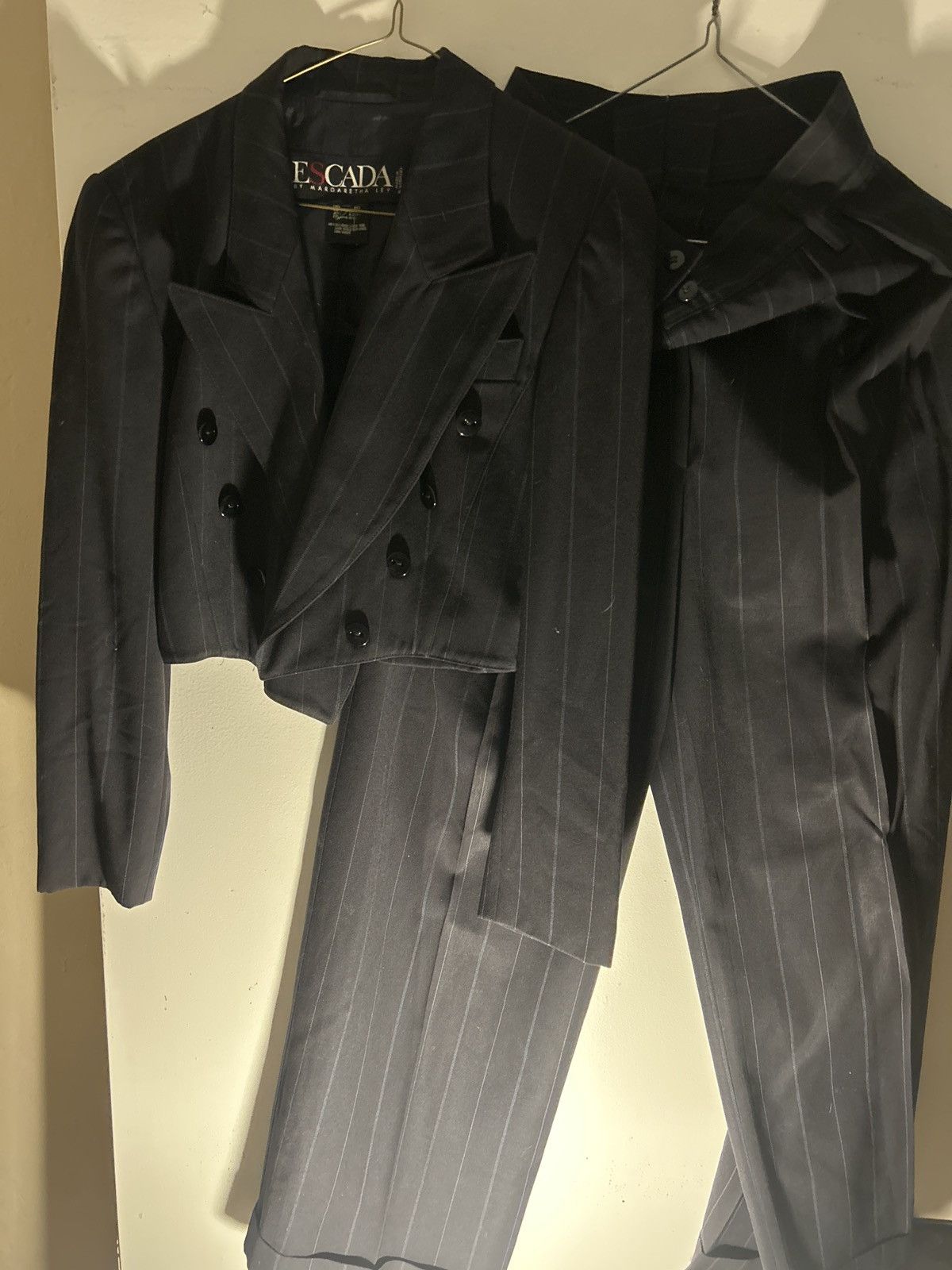 Escada Sport Vintage Escada pantsuit black with blue pinstripes Size XXS / US 00 / IT 34 - 2 Thumbnail