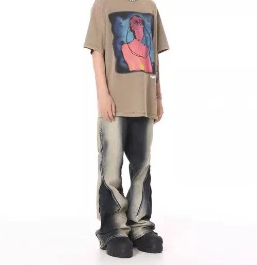 VIBE Retro washed old gradient RO style large zipper jeans Size US 34 / EU 50 - 7 Thumbnail