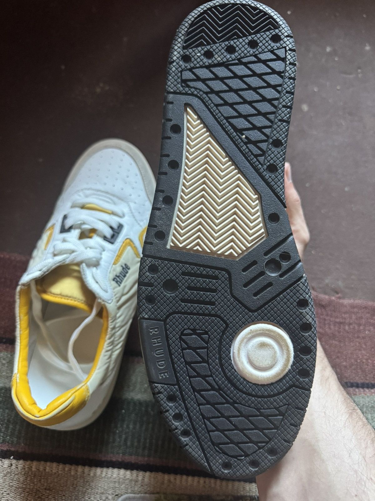 Rhude Rhude Racing Sneaker in White/Yellow Mustard Size US 9.5 / EU 42-43 - 6 Thumbnail