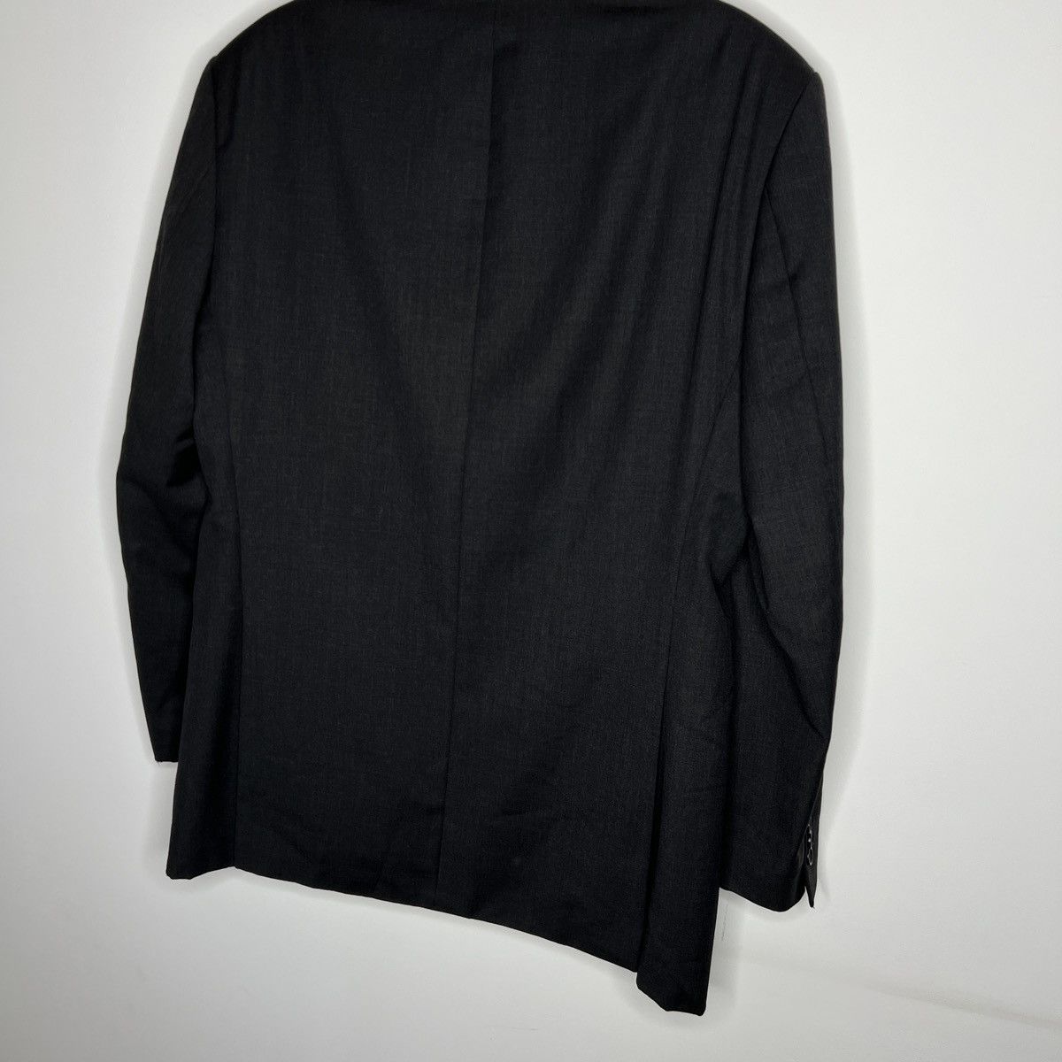 Designer × Hugo Boss × Vintage Hugo Boss Vintage 2000s Black Blazer Jacket Coat Satin Wool Size 40R - 11 Thumbnail