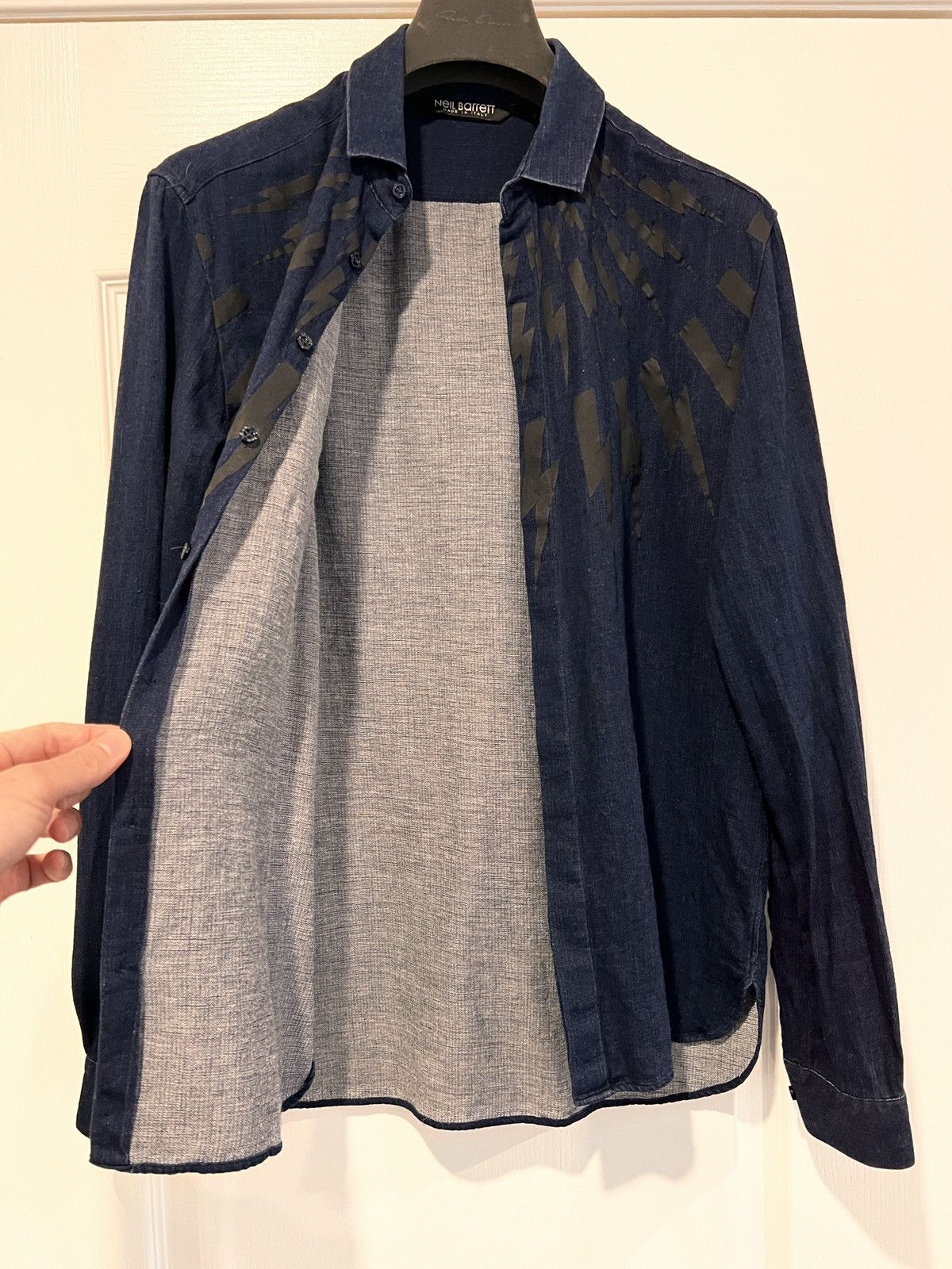 Neil Barrett Neil Barrett Blue Thunderbolt Shirt Size US M / EU 48-50 / 2 - 5 Thumbnail