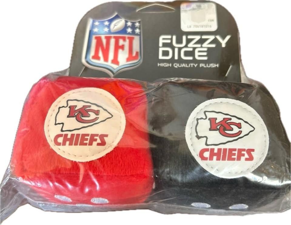 Designer Kansas City Chiefs Fuzzy Dice New Size ONE SIZE - 1 Thumbnail