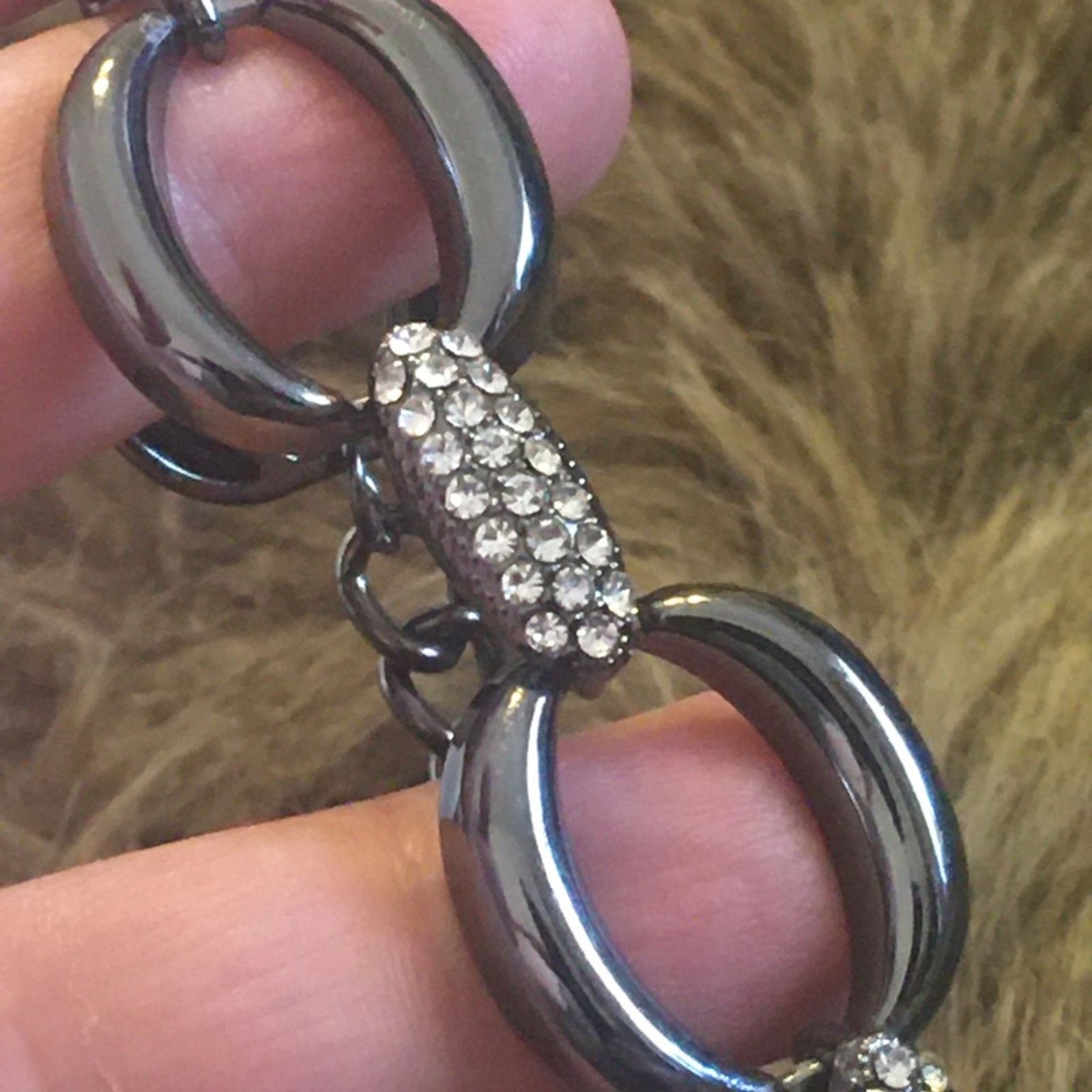 Jewelry Shiny chrome tone rhinestone link necklace Size ONE SIZE - 7 Thumbnail